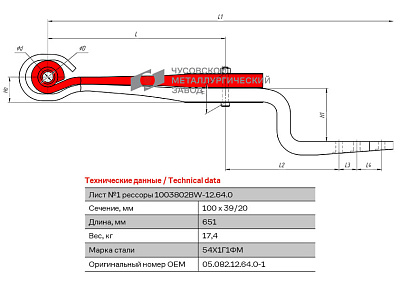 Лист №1 Полурессора для BPW, аналог 05.082.12.64.0 2 листа