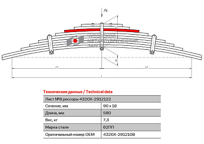 Лист №8 Рессора задняя для Урал 4320 10 листов