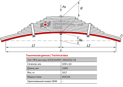 Лист №1 Рессора задняя для BPW 12 листов